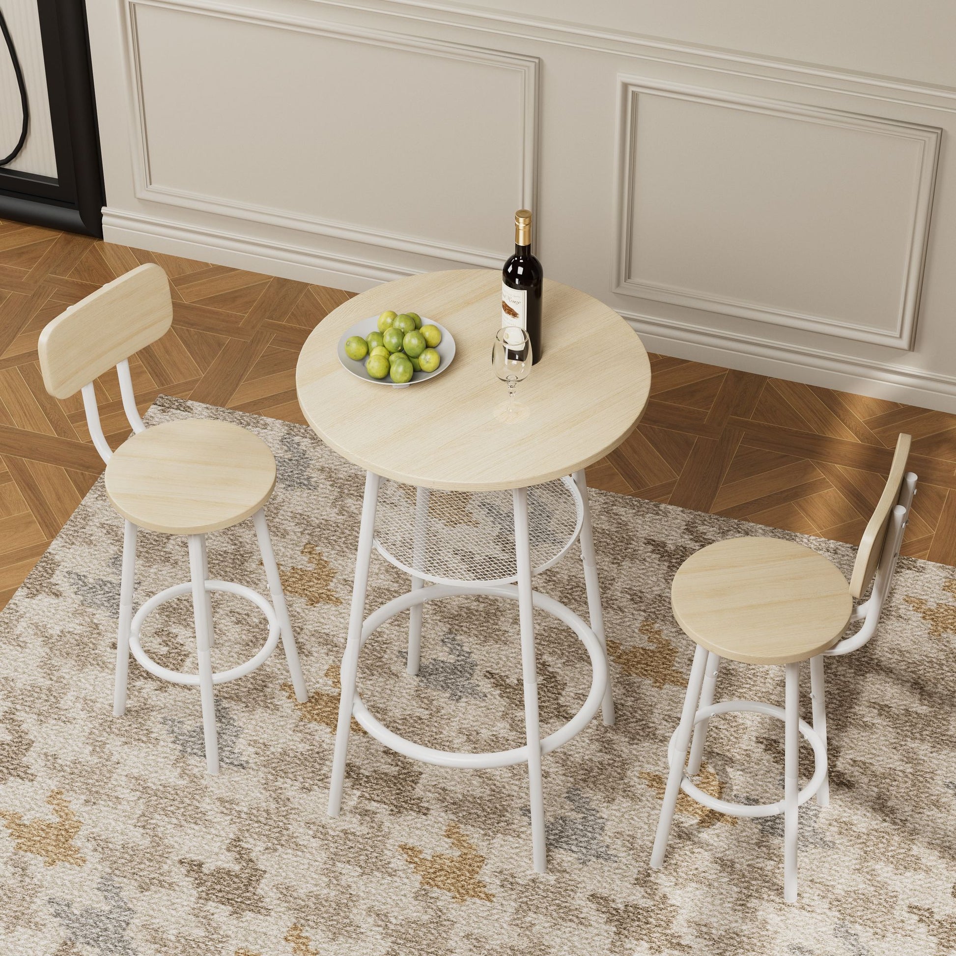 Foldable bar stool with backrest, side view