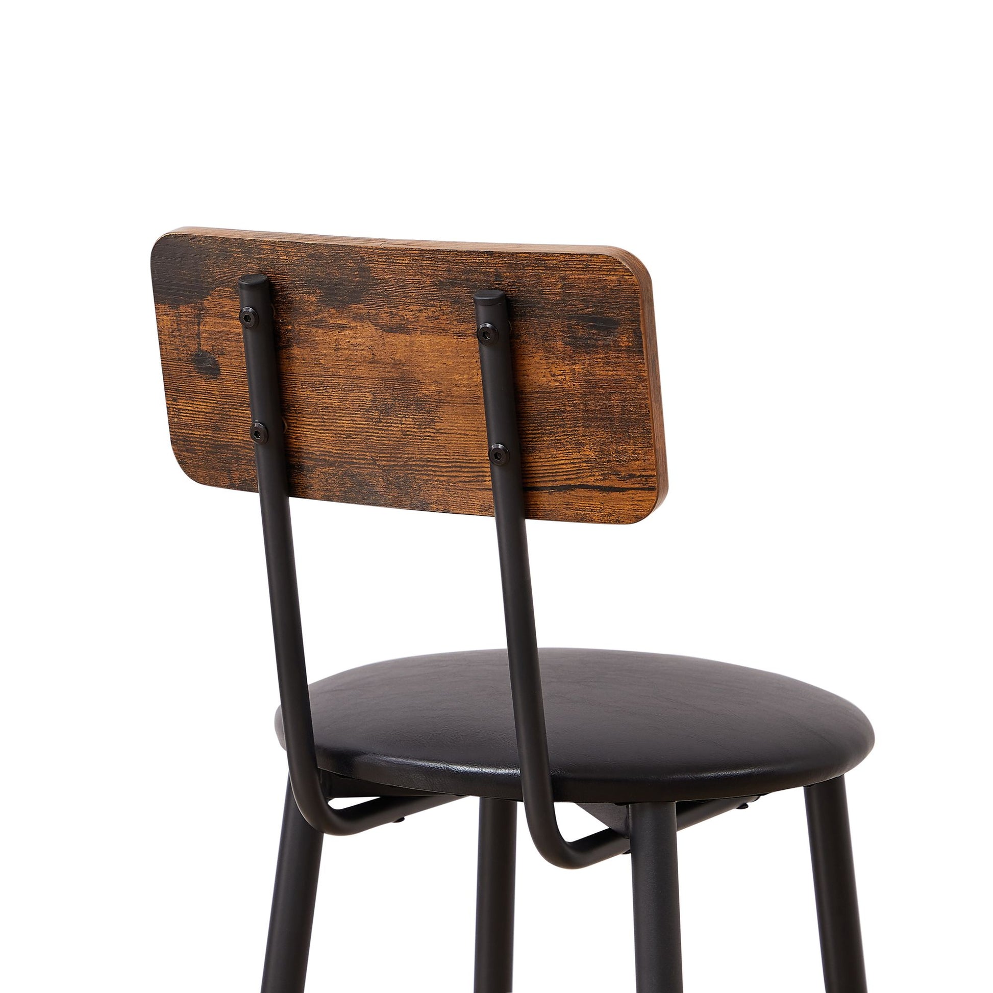 Bar Table Set with 2 Bar stools PU Soft seat with backrest, Rustic Brown, 43.31'' L x 15.75'' W x 35.43'' H. image 17