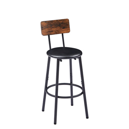 Bar Table Set with 2 Bar stools PU Soft seat with backrest, Rustic Brown, 43.31'' L x 15.75'' W x 35.43'' H. image 12