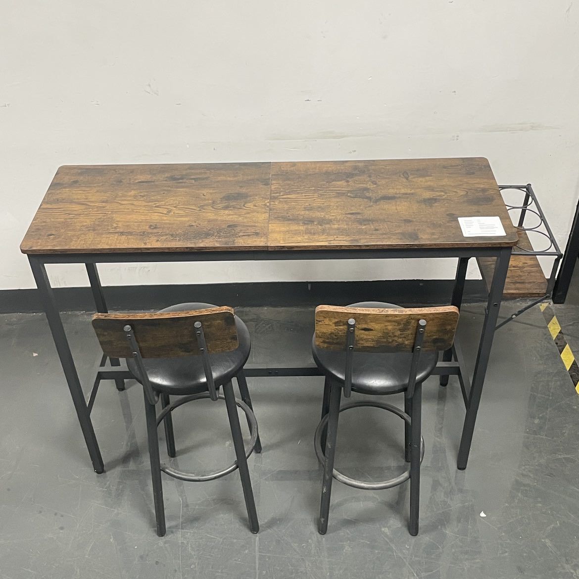 Bar Table Set with 2 Bar stools PU Soft seat with backrest, Rustic Brown, 43.31'' L x 15.75'' W x 35.43'' H. image 2