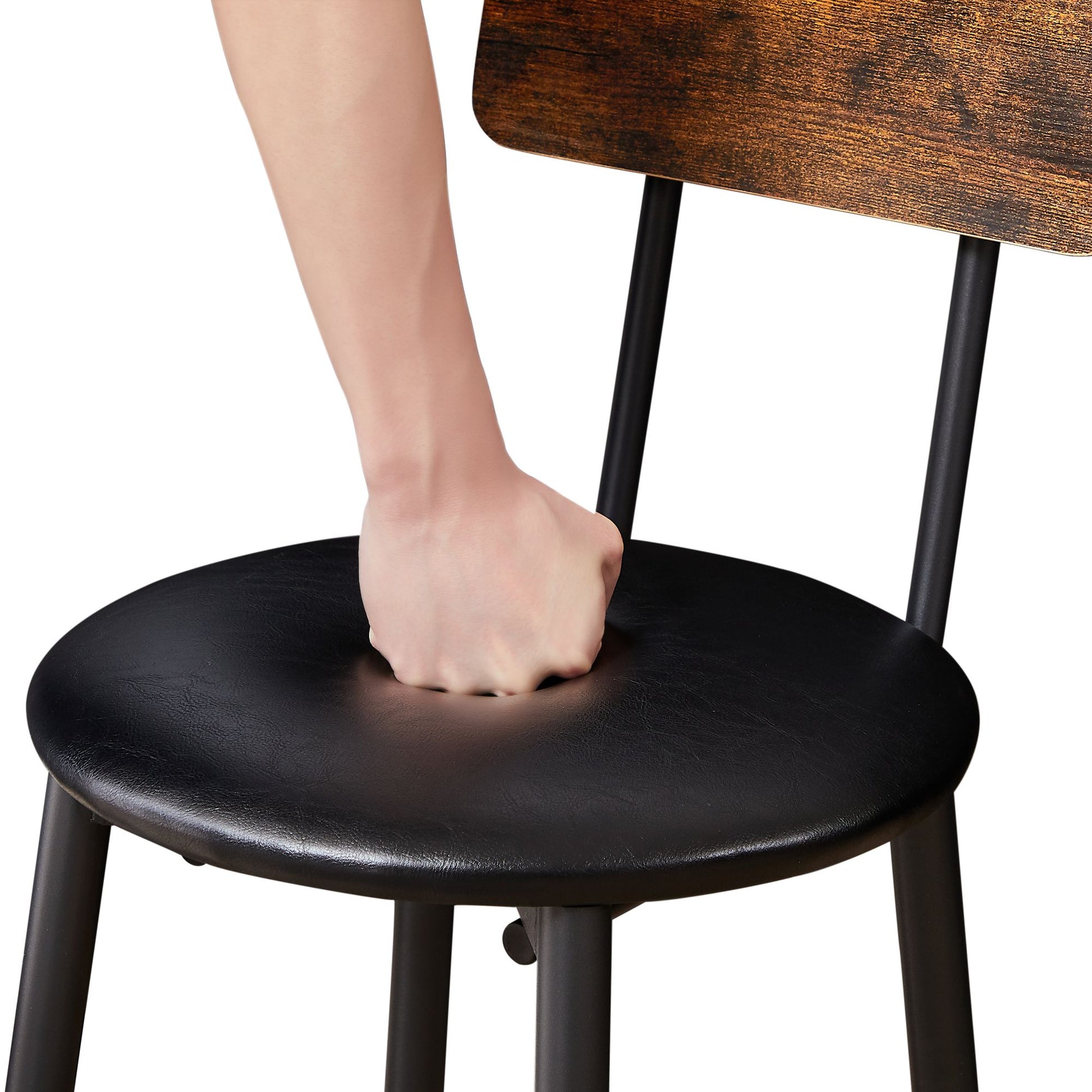 Bar Table Set with 2 Bar stools PU Soft seat with backrest, Rustic Brown, 43.31'' L x 15.75'' W x 35.43'' H. image 16