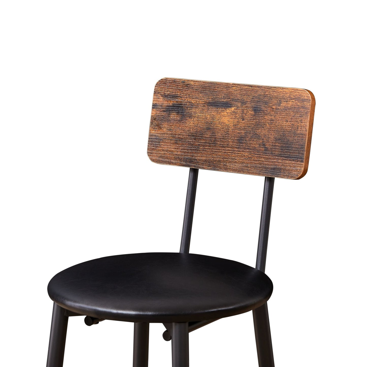 Bar Table Set with 2 Bar stools PU Soft seat with backrest, Rustic Brown, 43.31'' L x 15.75'' W x 35.43'' H. image 15