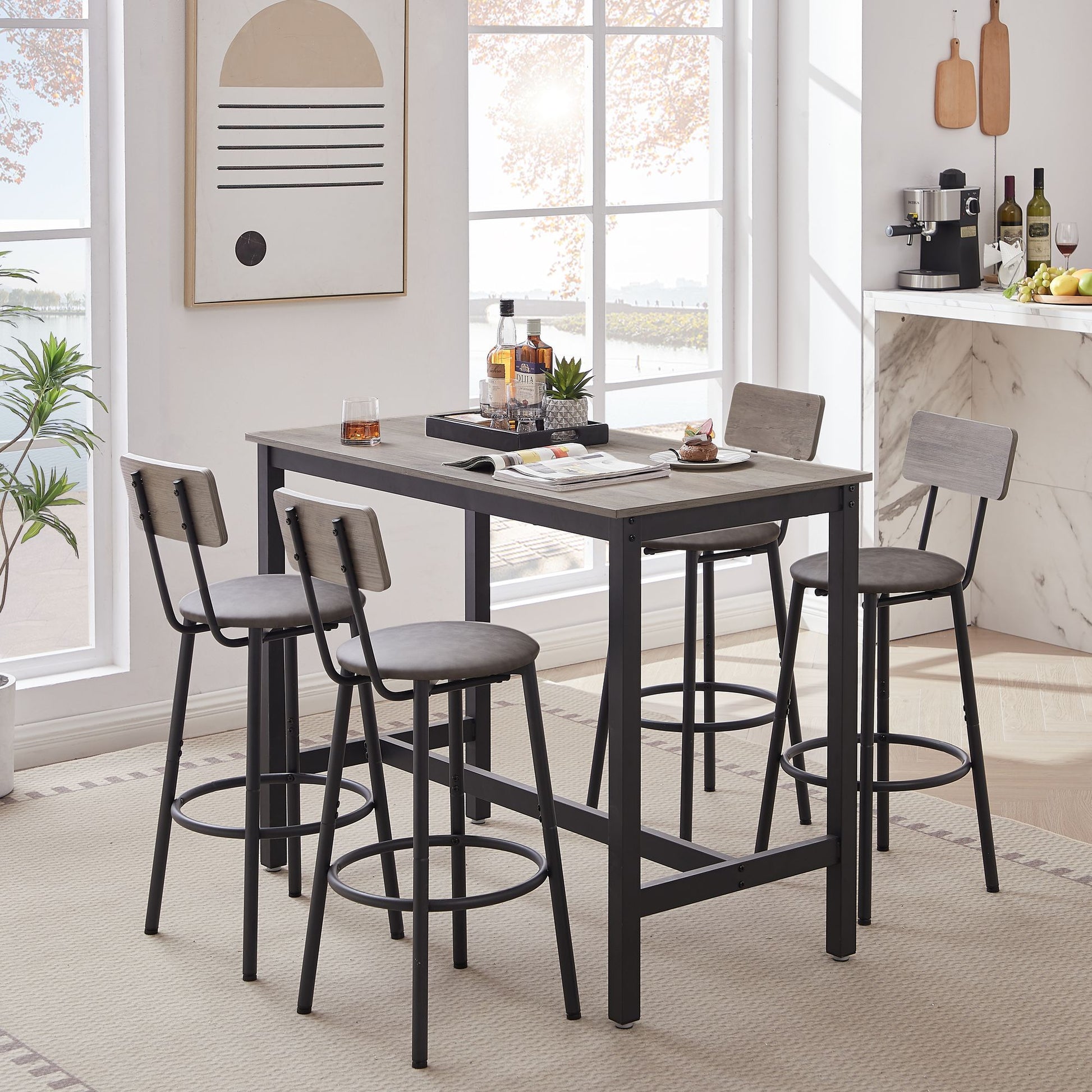 Close-up of PU leather bar stool with backrest