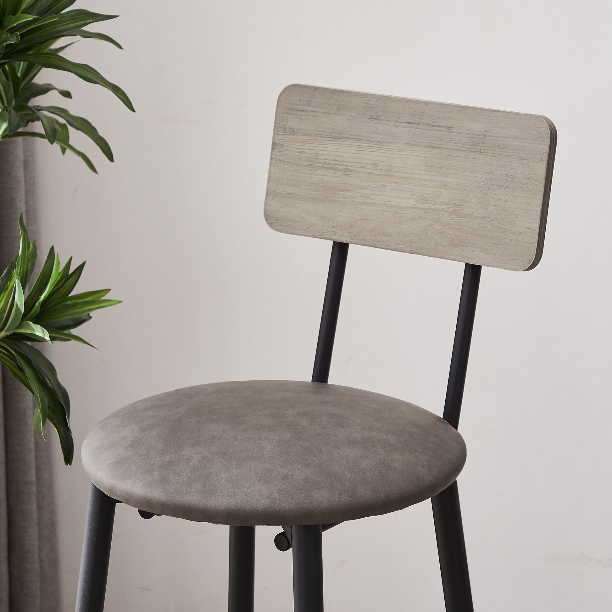 Bar Table Set with 4 Bar stools PU Soft seat with backrest, Grey, 47.24'' L x 23.62'' W x 35.43'' H image 16