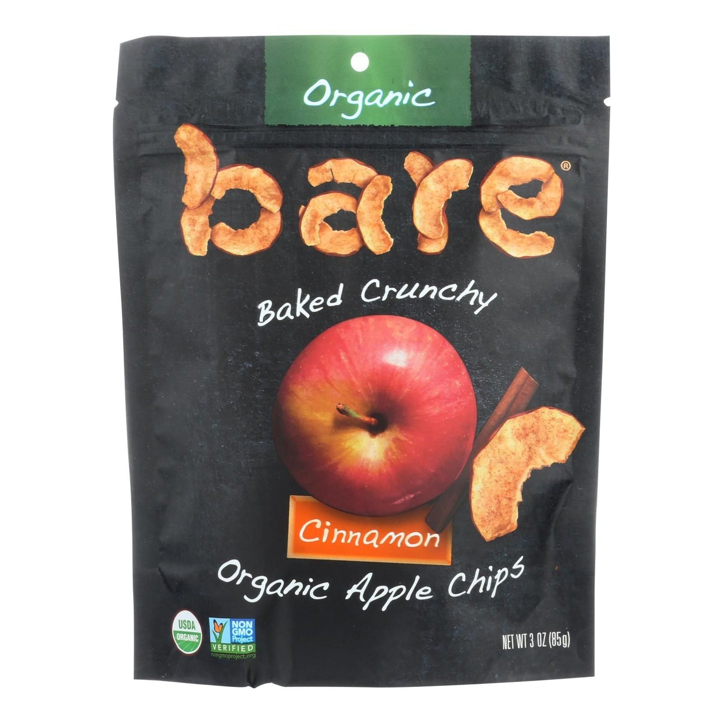 Bare Fruit Apple Chips - Organic - Crunchy - Simply Cinnamon - 3 Oz - Case Of 12 image 1