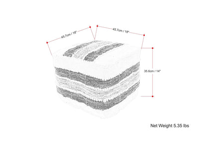 Barley - Square Pouf - White / Beige / Black image 7