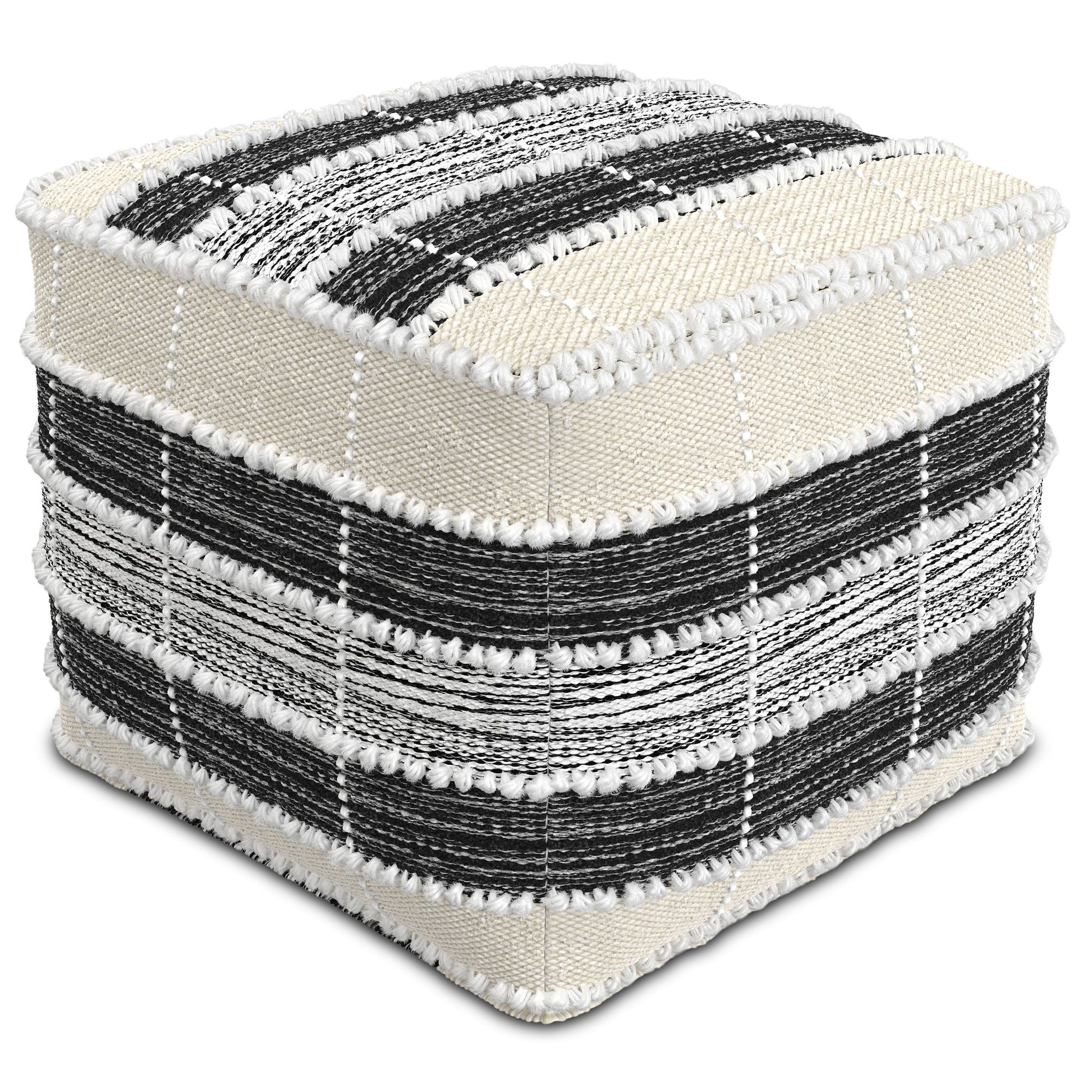 Barley - Square Pouf - White / Beige / Black image 1