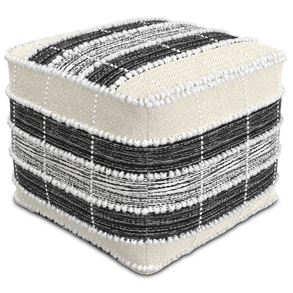 Barley - Square Pouf - White / Beige / Black image 1