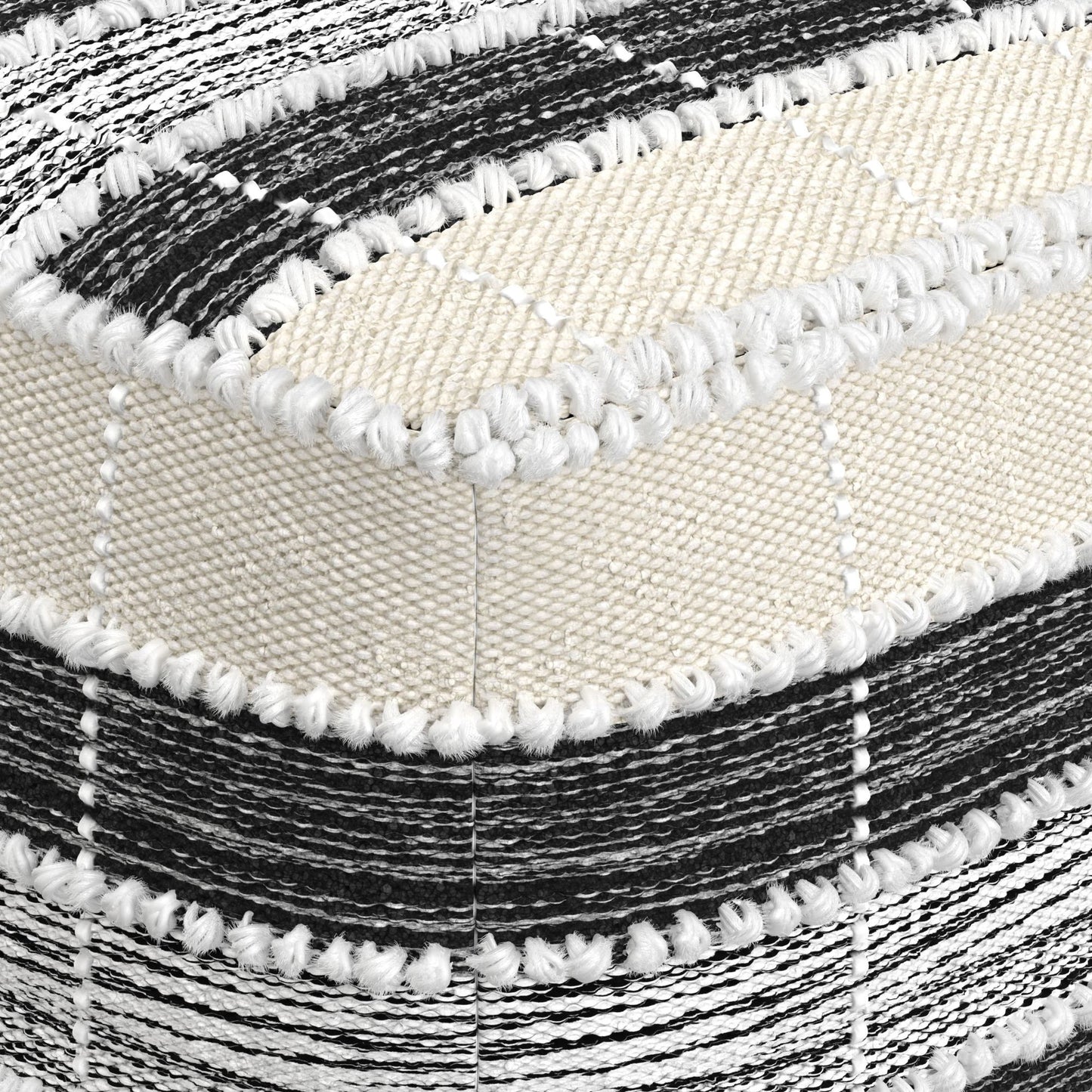 Barley - Square Pouf - White / Beige / Black image 3