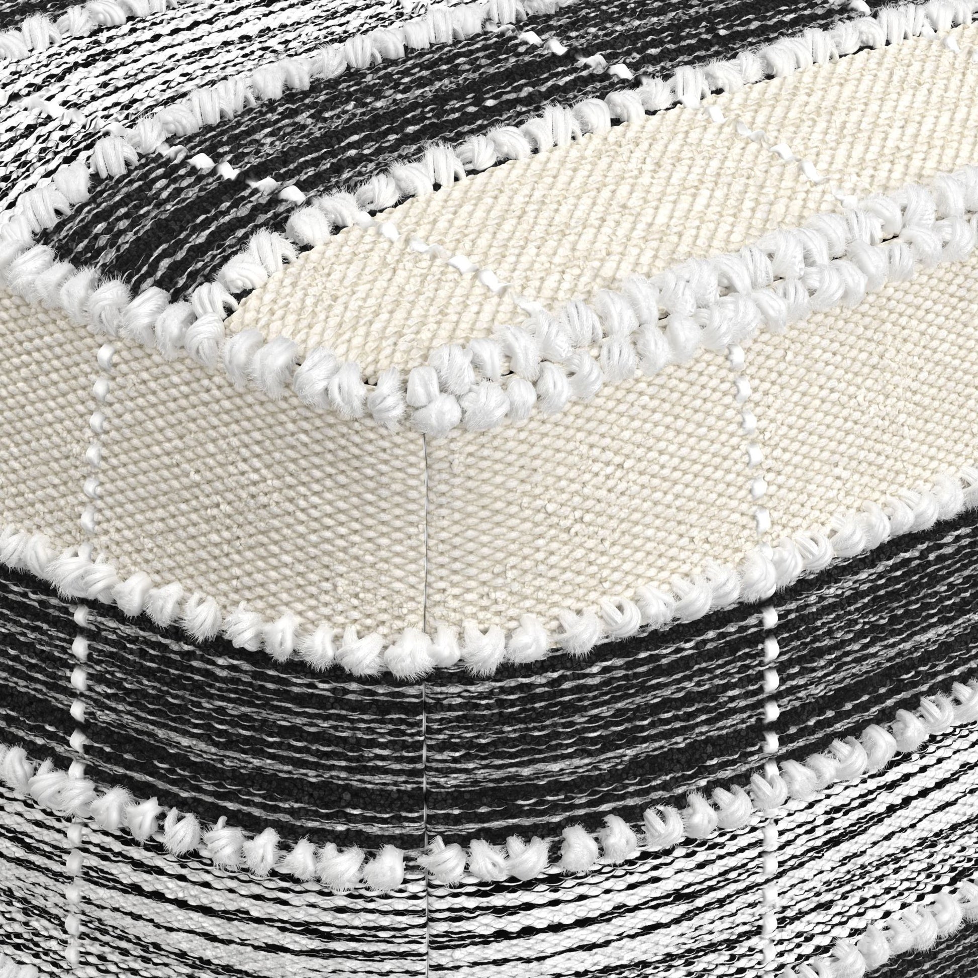 Barley - Square Pouf - White / Beige / Black image 3