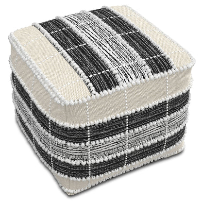 Barley - Square Pouf - White / Beige / Black image 2