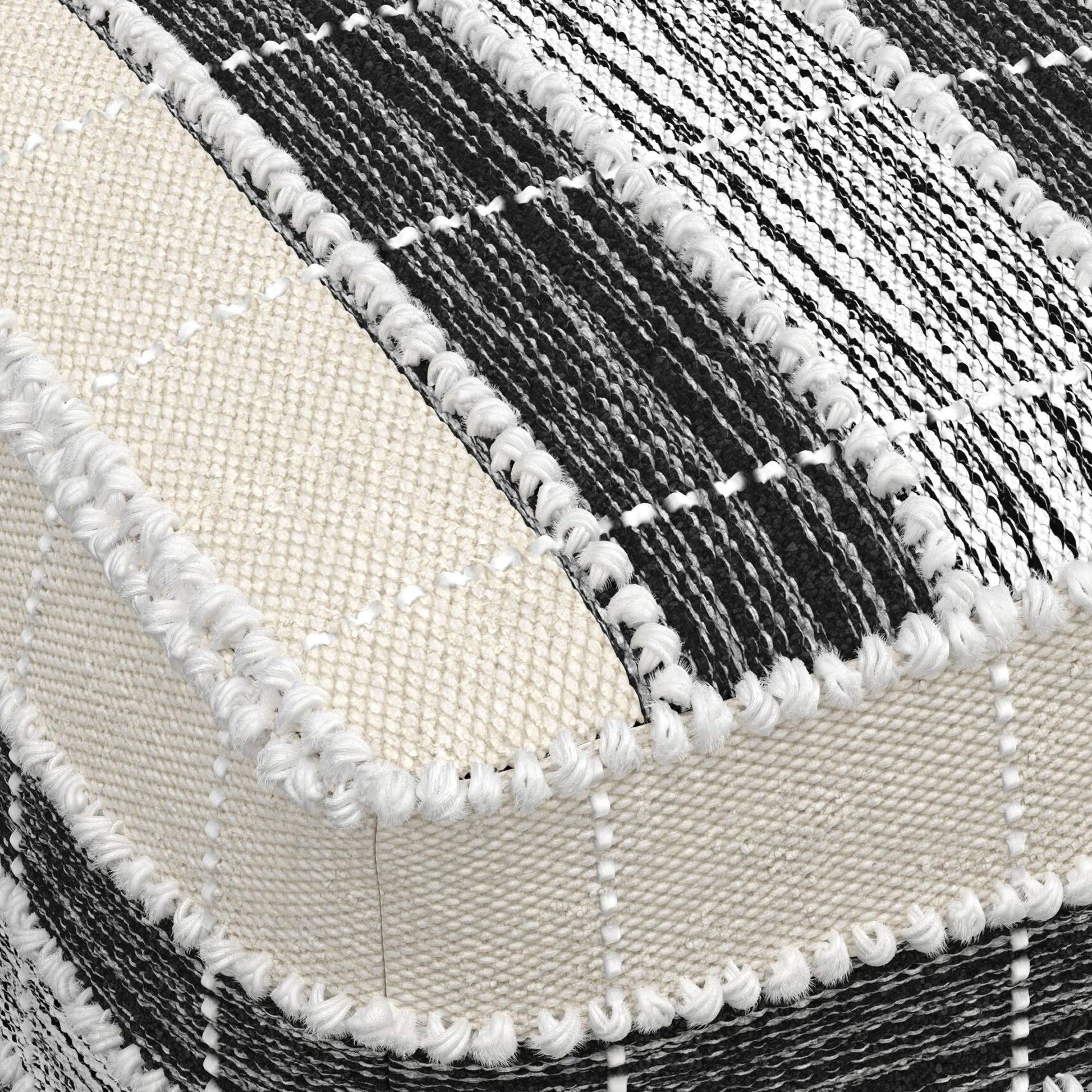 Barley - Square Pouf - White / Beige / Black image 5