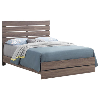 Barrel Oak Slatted Headboard Queen Panel Bed image 2
