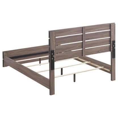 Barrel Oak Slatted Headboard Queen Panel Bed image 4