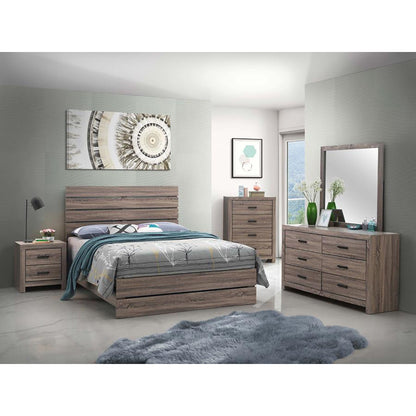 Barrel Oak Slatted Headboard Queen Panel Bed image 6