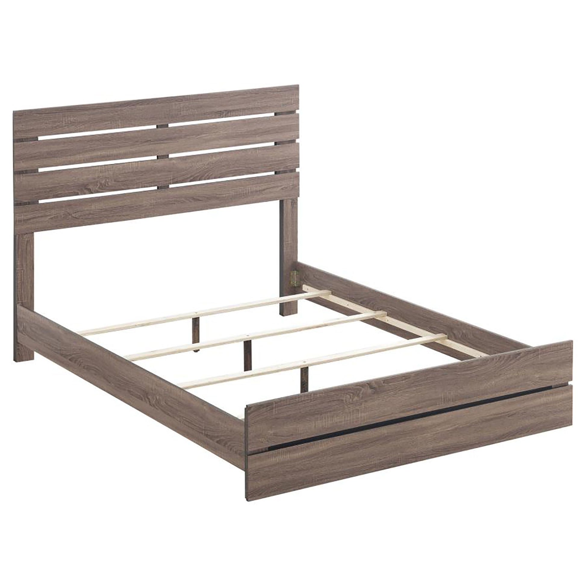Barrel Oak Slatted Headboard Queen Panel Bed image 3
