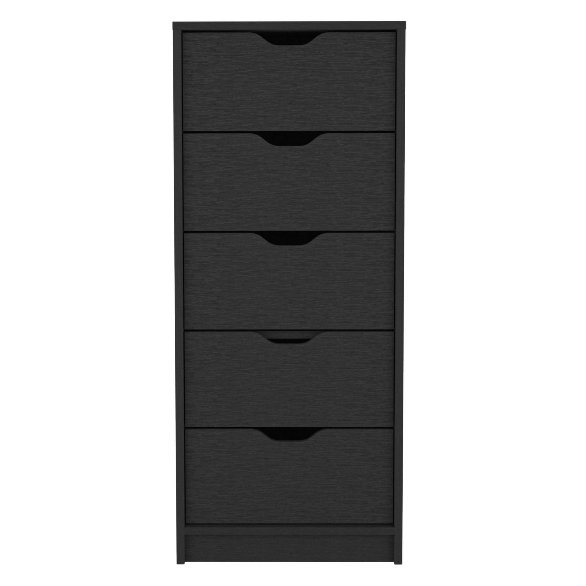Basilea 5 Drawers Tall Dresser Black - Side View