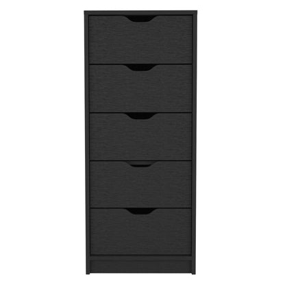 Basilea 5 Drawers Tall Dresser Black - Side View