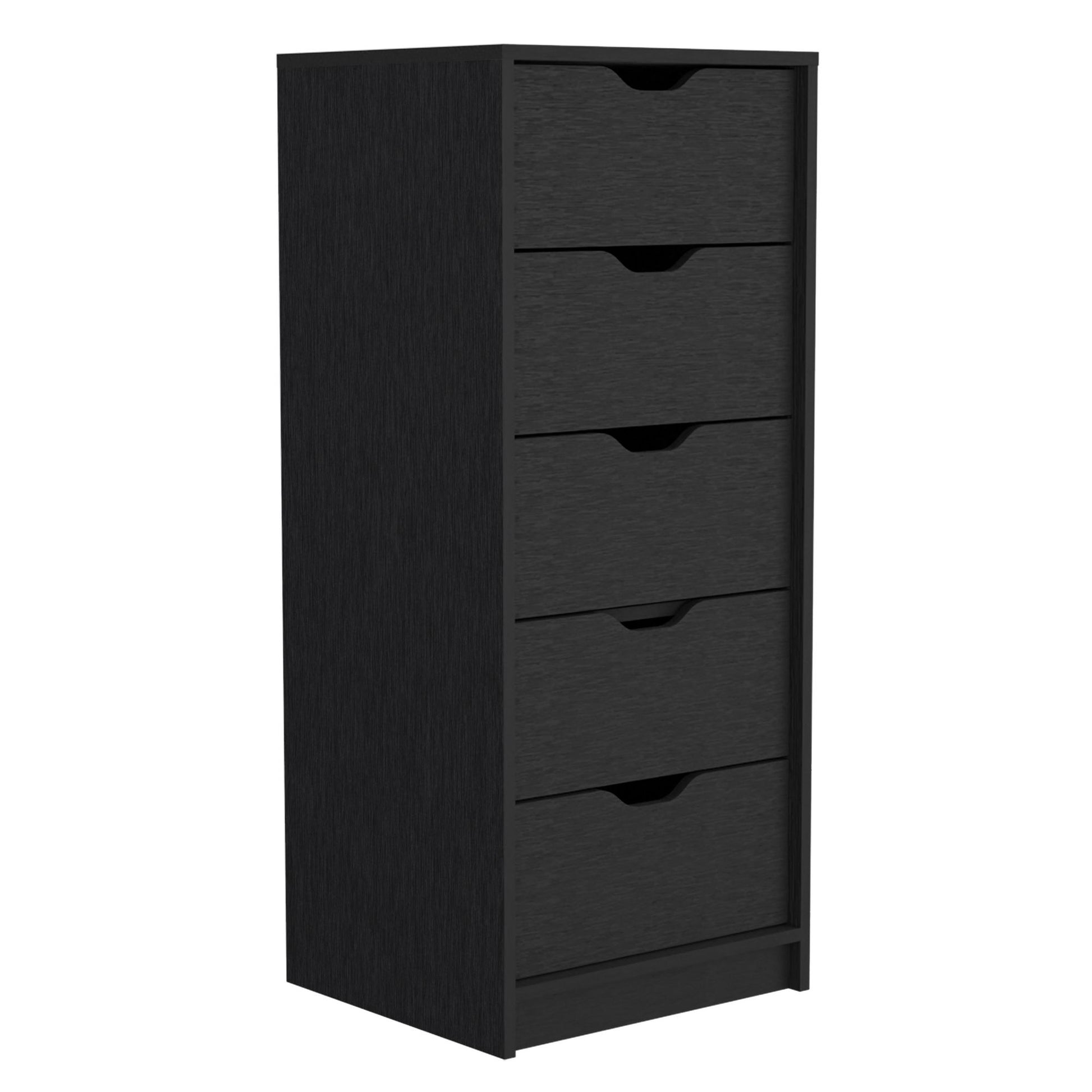 Basilea 5 Drawers Tall Dresser Black - Detail of Pull-Out