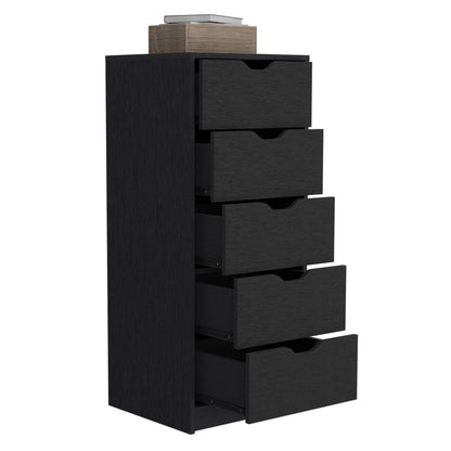 Basilea 5 Drawers Tall Dresser Black - Full Setup