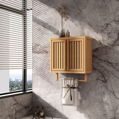 Bathroom cabinet wall mounted Bamboo toilet storage box image 1
