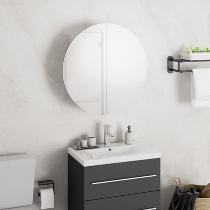 Bathroom Cabinet with Round Mirror&LED White 15.7"x15.7"x6.9 image 1