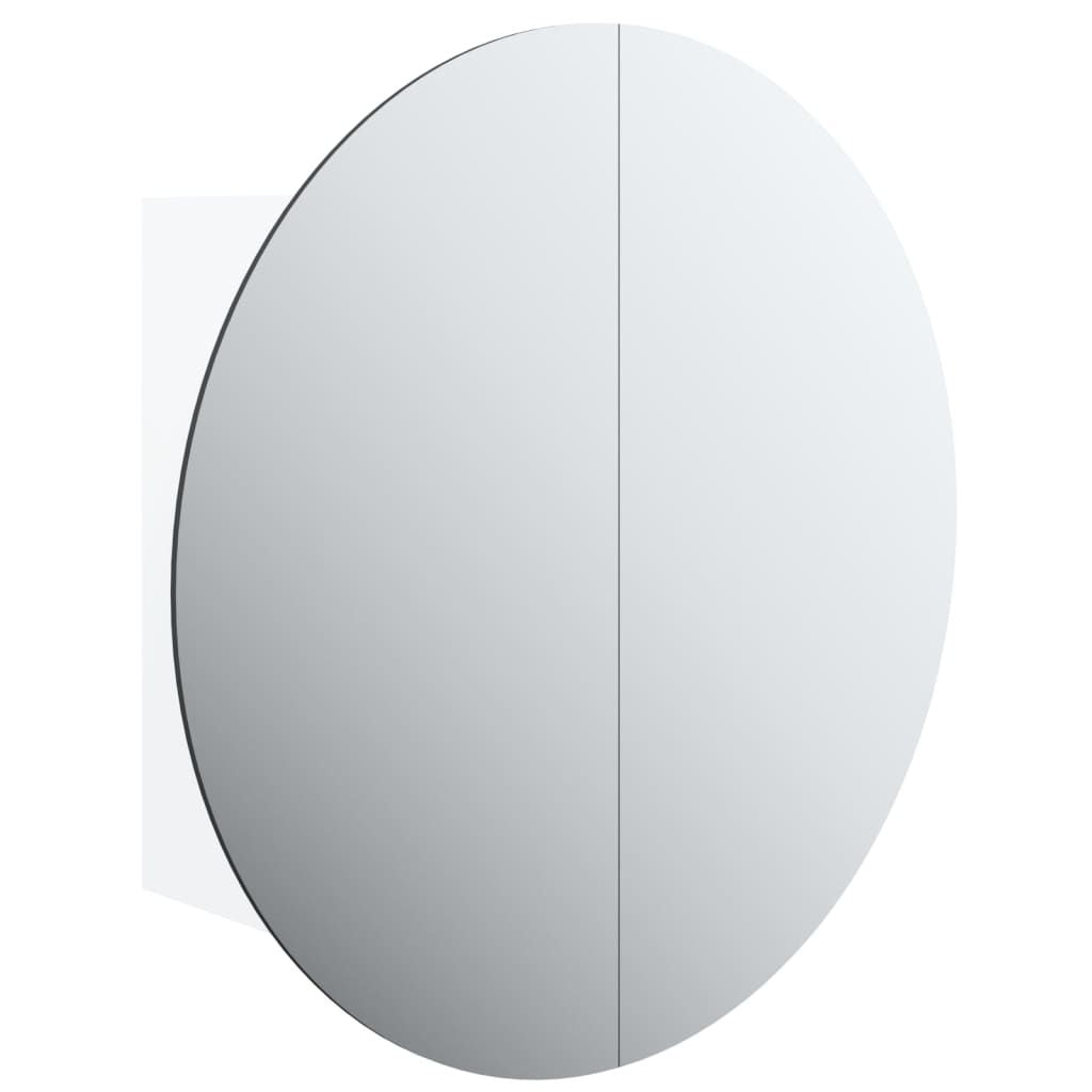 Bathroom Cabinet with Round Mirror&LED White 15.7"x15.7"x6.9 image 2