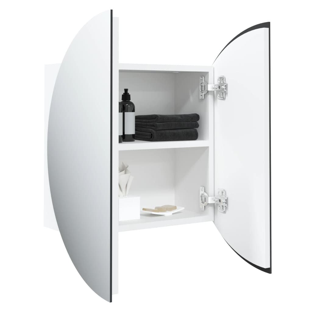 Bathroom Cabinet with Round Mirror&LED White 15.7"x15.7"x6.9 image 5