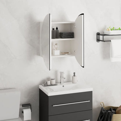 Bathroom Cabinet with Round Mirror&LED White 15.7"x15.7"x6.9 image 4