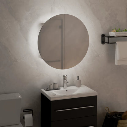 Bathroom Cabinet with Round Mirror&LED White 15.7"x15.7"x6.9 image 3