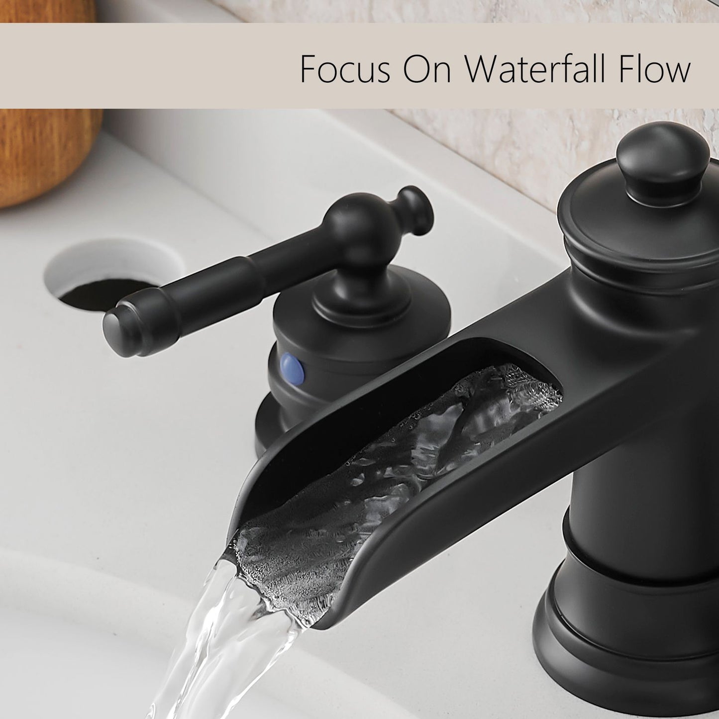 Bathroom Faucets for Sink 3 Hole Black 8 inch Widespread Bathroom Sink Faucet with Pop Up Drain Double Lever Handle Fauc image 5