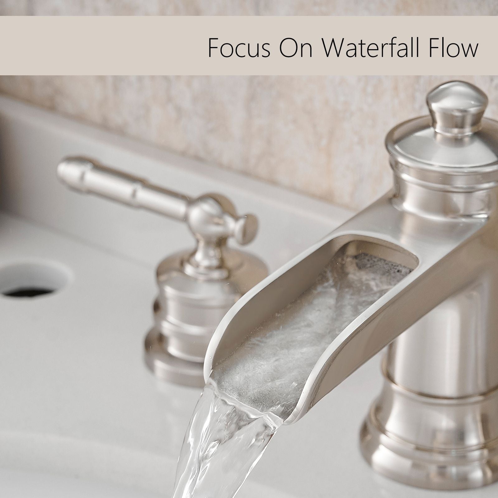 Bathroom Faucets for Sink 3 Hole Brushed Nickel 8 inch Widespread Bathroom Sink Faucet with Pop Up Drain Double Lever Ha image 2