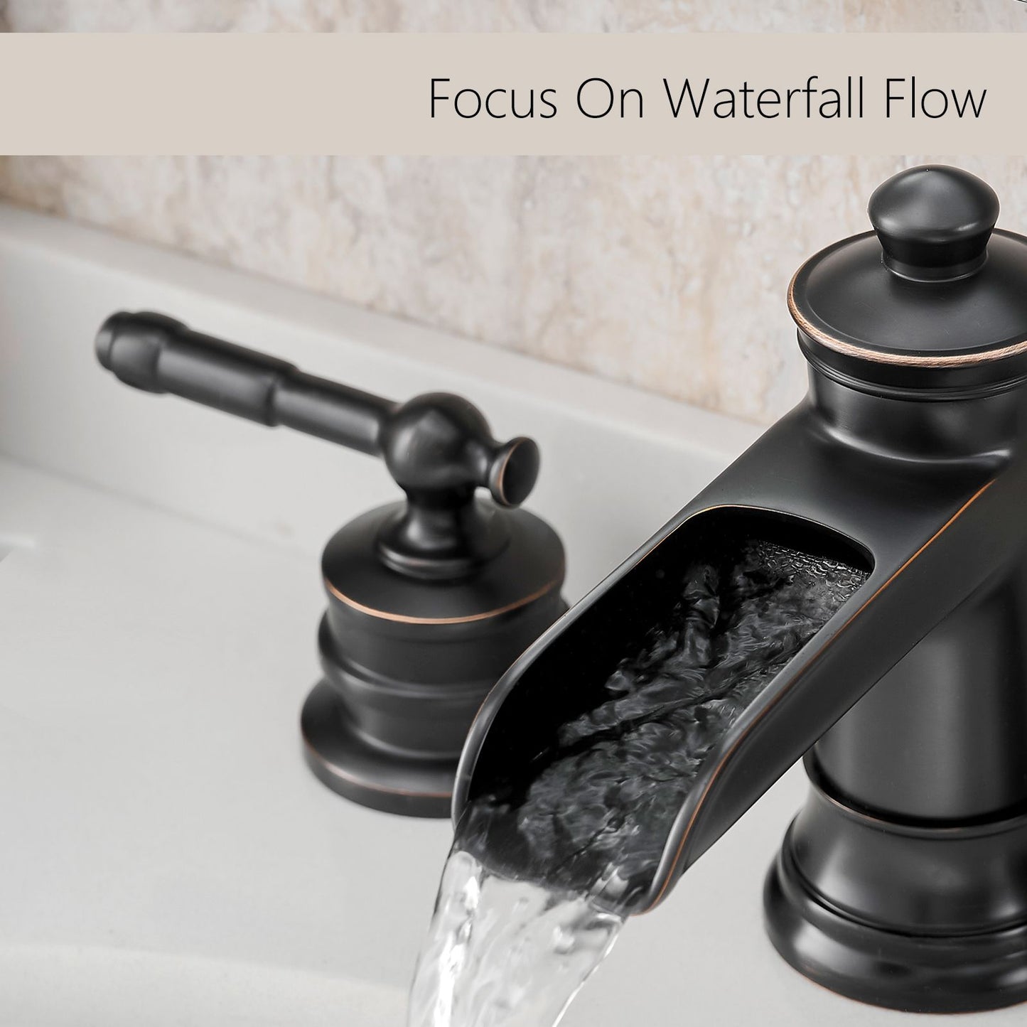 Bathroom Faucets for Sink 3 Hole ORB 8 inch Widespread Bathroom Sink Faucet with Pop Up Drain Double Lever Handle Faucet image 5