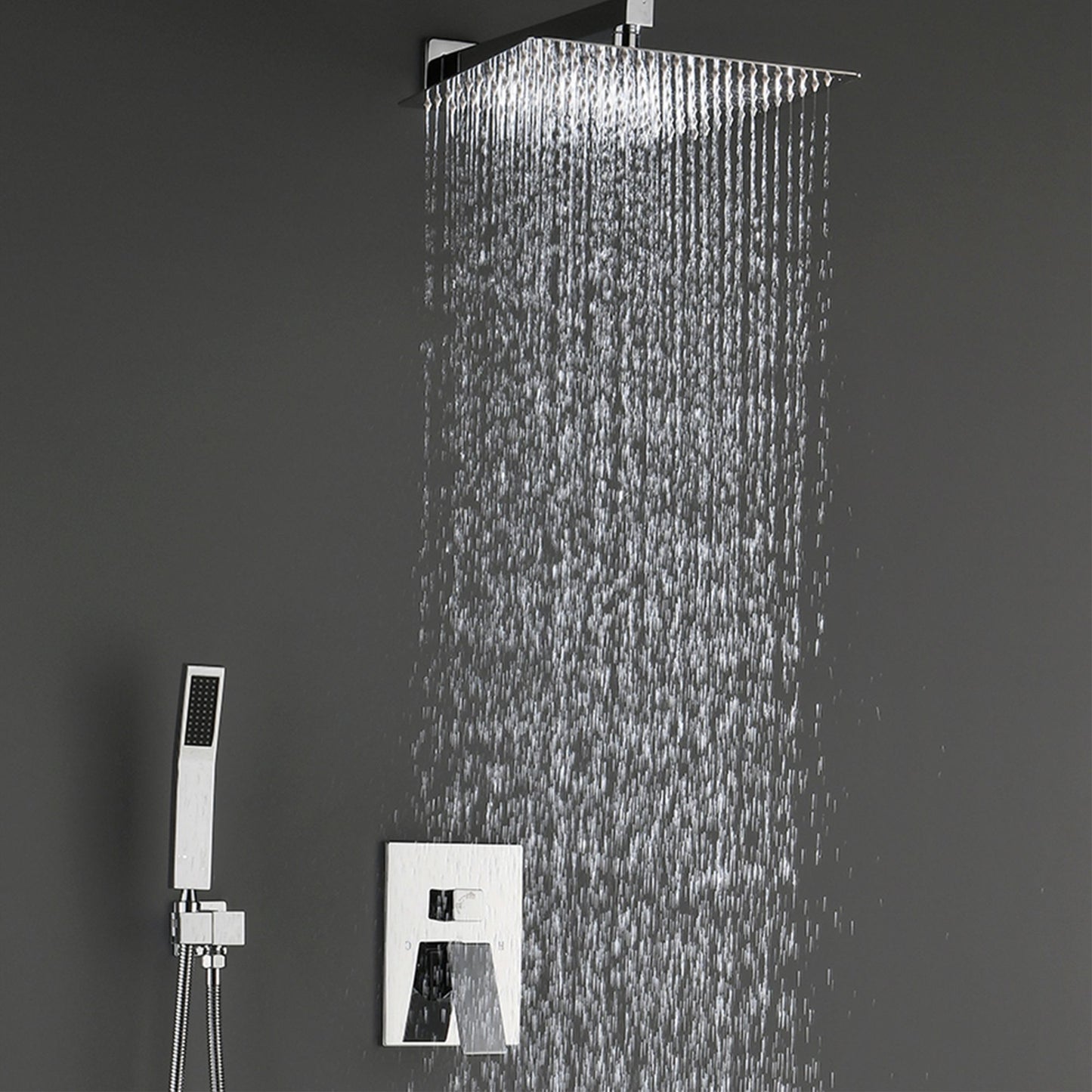Bathroom Luxury Rain Mixer Combo Set Wall Mounted Rainfall Shower Head System Polished Chrome, (Contain Faucet Rough-in  image 2