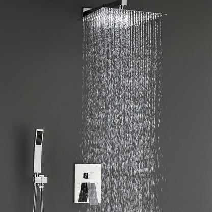 Bathroom Luxury Rain Mixer Combo Set Wall Mounted Rainfall Shower Head System Polished Chrome, (Contain Faucet Rough-in  image 2