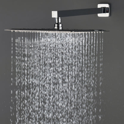 Bathroom Luxury Rain Mixer Combo Set Wall Mounted Rainfall Shower Head System Polished Chrome, (Contain Faucet Rough-in  image 3