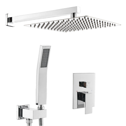 Bathroom Luxury Rain Mixer Combo Set Wall Mounted Rainfall Shower Head System Polished Chrome, (Contain Faucet Rough-in  image 4