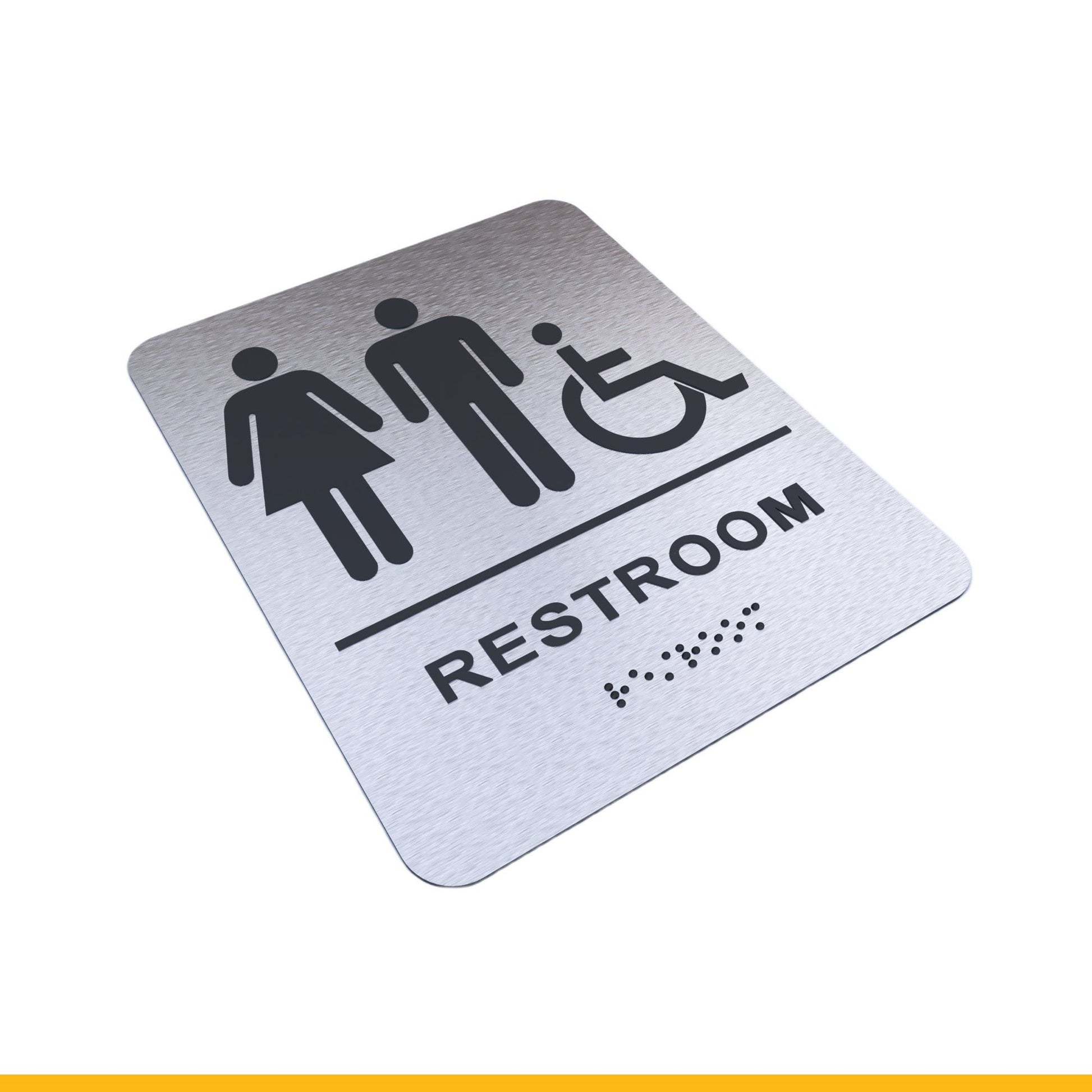 Bathroom Signs - Restroom Signs For Business By BlinkSigns - Brushed Aluminum ADA Compliant, Wheelchair/Handicap Accessi image 20