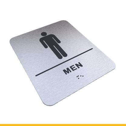 Bathroom Signs - Restroom Signs For Business By BlinkSigns - Brushed Aluminum ADA Compliant, Wheelchair/Handicap Accessi image 14