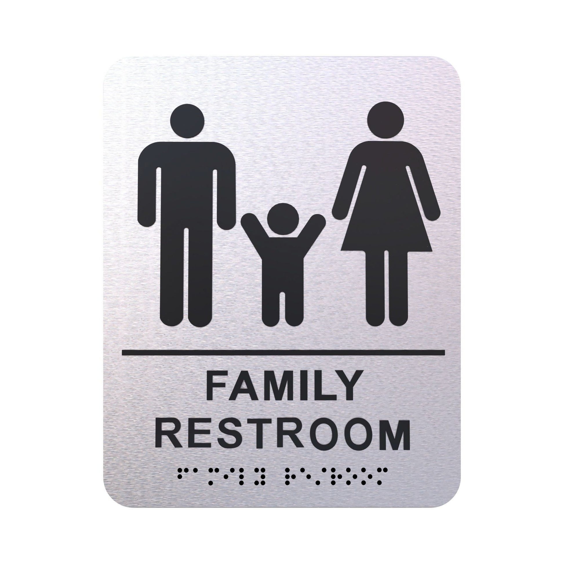 Bathroom Signs - Restroom Signs For Business By BlinkSigns - Brushed Aluminum ADA Compliant, Wheelchair/Handicap Accessi image 7