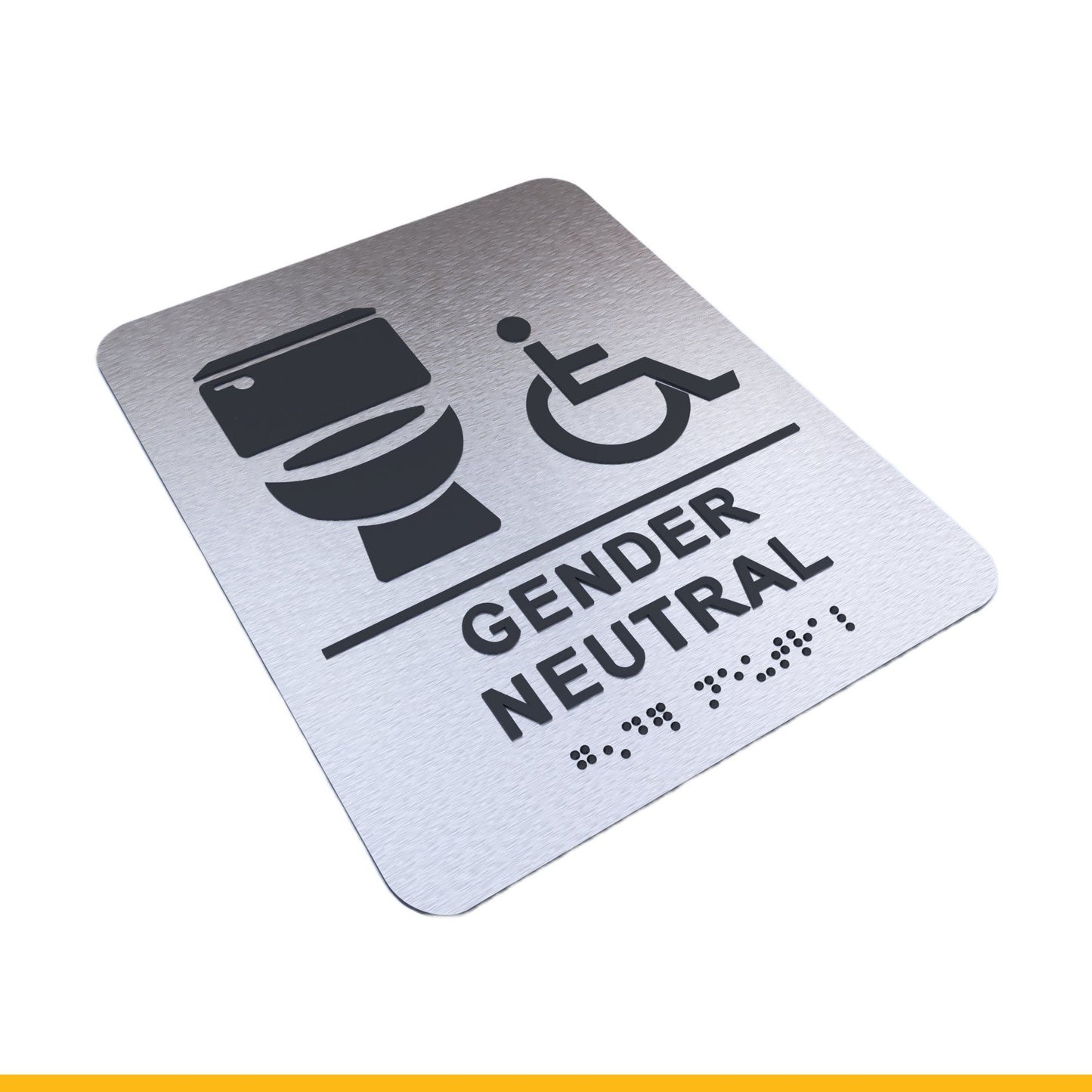 Bathroom Signs - Restroom Signs For Business By BlinkSigns - Brushed Aluminum ADA Compliant, Wheelchair/Handicap Accessi image 2