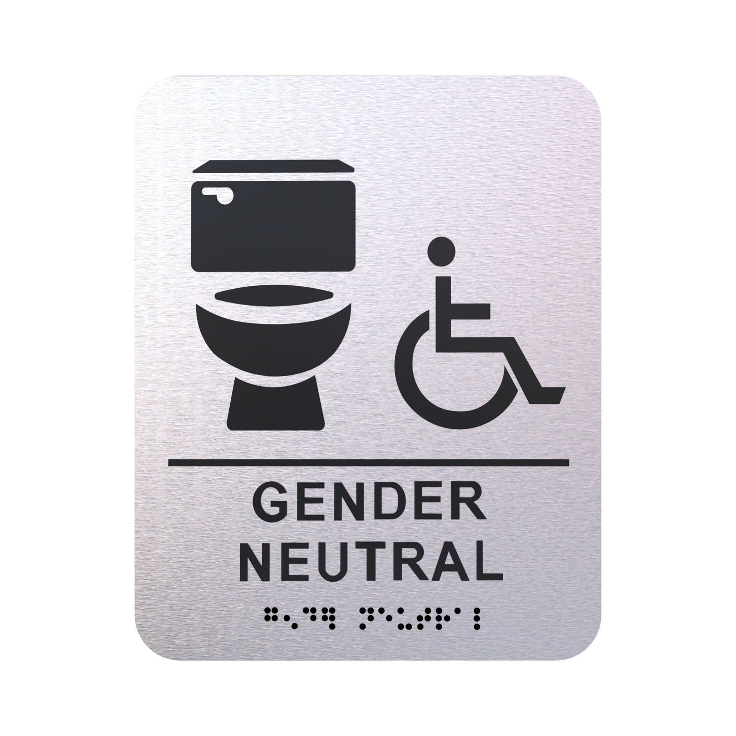 Bathroom Signs - Restroom Signs For Business By BlinkSigns - Brushed Aluminum ADA Compliant, Wheelchair/Handicap Accessi image 1