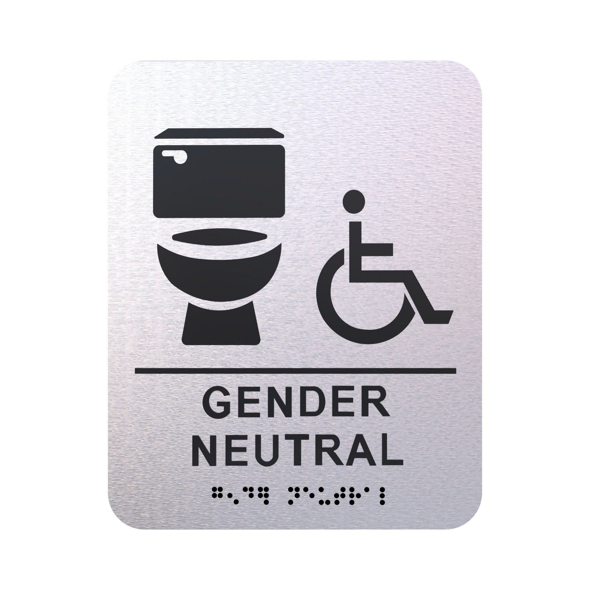Bathroom Signs - Restroom Signs For Business By BlinkSigns - Brushed Aluminum ADA Compliant, Wheelchair/Handicap Accessi image 1