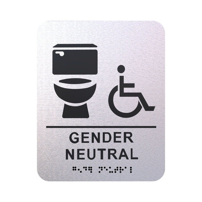 Bathroom Signs - Restroom Signs For Business By BlinkSigns - Brushed Aluminum ADA Compliant, Wheelchair/Handicap Accessi image 1