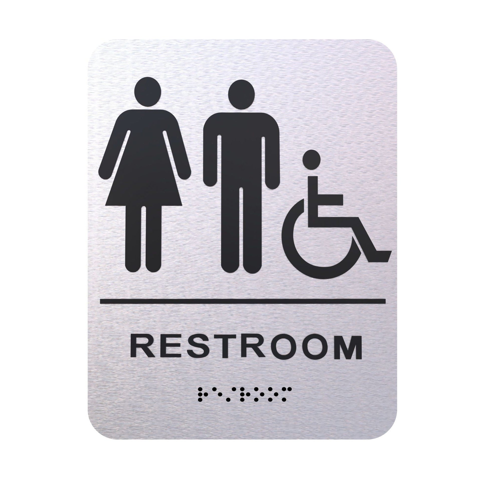 Bathroom Signs - Restroom Signs For Business By BlinkSigns - Brushed Aluminum ADA Compliant, Wheelchair/Handicap Accessi image 19