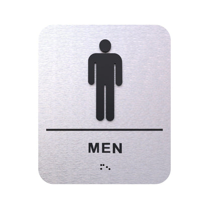 Bathroom Signs - Restroom Signs For Business By BlinkSigns - Brushed Aluminum ADA Compliant, Wheelchair/Handicap Accessi image 13