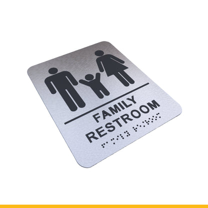 Bathroom Signs - Restroom Signs For Business By BlinkSigns - Brushed Aluminum ADA Compliant, Wheelchair/Handicap Accessi image 8
