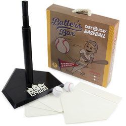 Batter's Box Take & Play Baseball Set - complete kids t-ball set with adjustable tee and bases in storage box