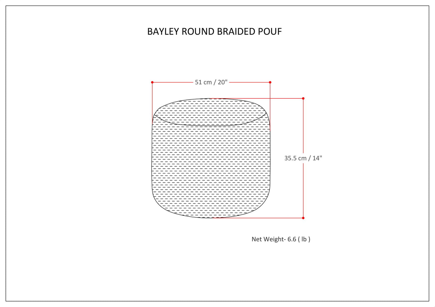 Bayley - Round Braided Pouf - Muted Yellow / Natural image 5