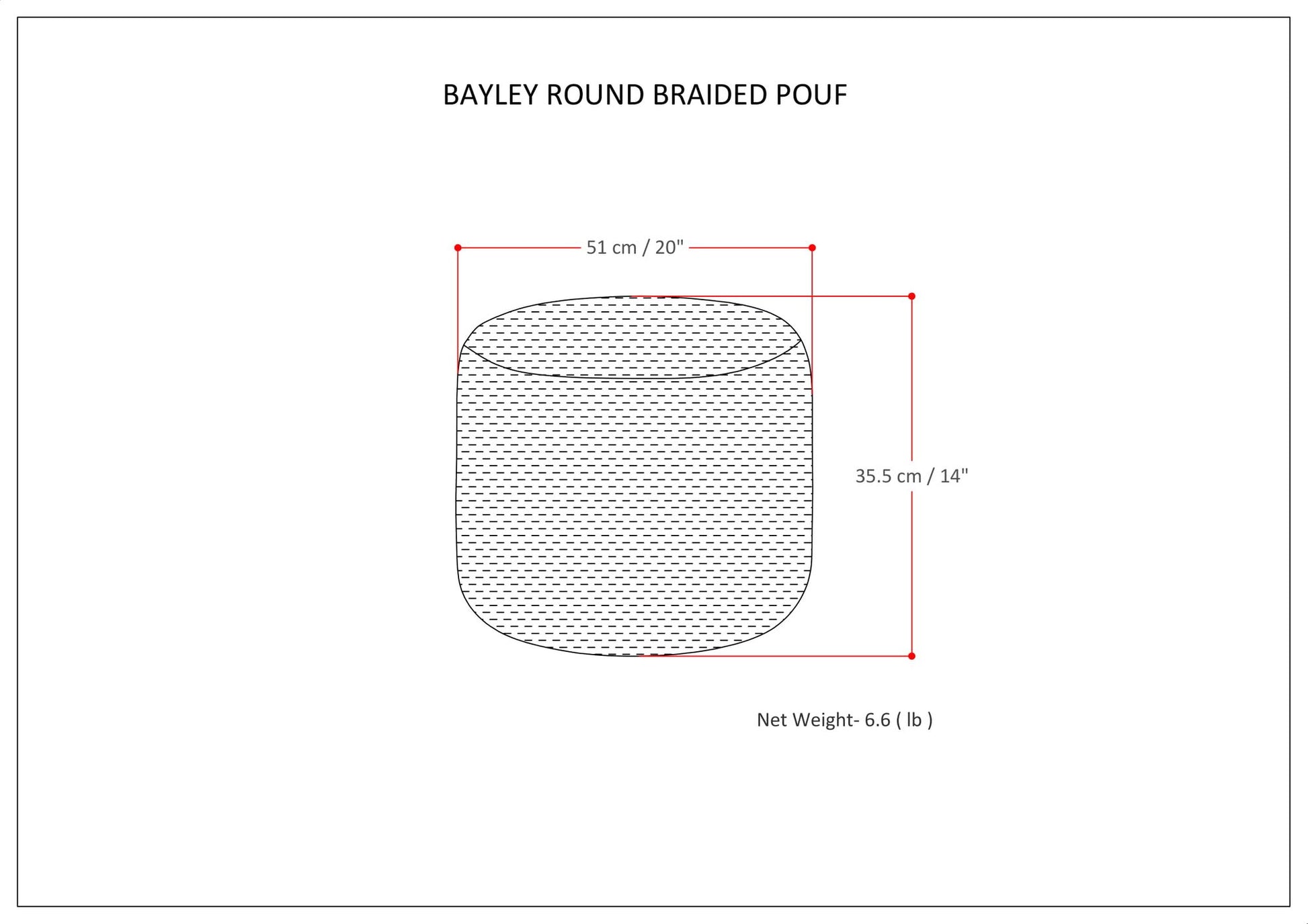 Bayley - Round Braided Pouf - Muted Yellow / Natural image 5